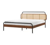 Beliani Bed Rattan Boussicourt 160 X 200 Cm (Eu King Size) Dark Brown