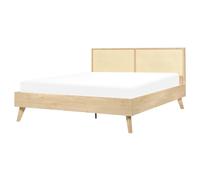 Beliani Bed Rattan Monpazier 160 X 200 Cm Eu King Size Light Brown