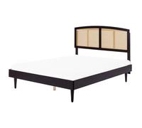 Beliani Bed Rattan Varzy 160 X 200 Cm Eu King Size Black, Black