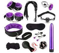 Bed Restraint Kit for Couples Under King Bed Bondaged Kit Restraint Set Leg Spreader Bar for Couples Sex Ties Restraints for Women Straps for Bed Handcuffs for Adults Play Bedroom Toy Sweater (Purple)