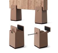 Bed Risers, 4 Inch Adjustable Desk Riser Blocks with Screw Clamp 4 Pack Heavy Duty Chair Raisers Fits 0-2" Widths of Furniture Risers Chair Leg Extenders for Sofa Table, Supports 20,000 Lbs,brown