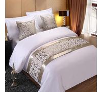 Bed Runner Bedding Scarf Protection Bed Runners And Matching Cushions Modern Bed Runner For Foot Of Bed, Floral Bed Scarf Bedspreads Bedding Scarves For Bedroom Hotel(Silver,210X50cm)