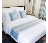 Bed Runner Bedding Scarves Luxury Velvet Bed Throw with Tassel Hotel Bedroom Bedspread Decoration Soft Coverlet Protector Bed End Towel for Twin Queen King Size-Blue||Only 2 Pillowcase 45X45cm