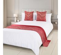 Bed Runner - Elegant Modern Bed Scarf for Bedding Protection, Simple Solid Color Beds Throw for King/Queen/Double Size Beds End Mat for Home Bedroom Decoration-Red||Pillowcase*1 45X45cm