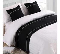 Bed Runner for Foot of Bed Quilted Bed Flag Hotel Bedroom Bedding Decorative Solid Color Patchwork Bed Scarf Bed End Towel Bedspread for Single Double Super King Size, Black 50 * 260cm