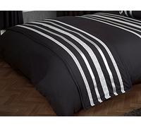 Bed Runner Glitz Black with Silver Trim, Decorative Quilted Bed Runner/Throw, 50cm x 230cm, Luxurious 200 Thread Count 100% Egyptian Cotton with Ribbon Detailing