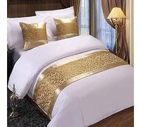 Bed Runner Golden Floral Bed Runner Throw Bedding Single Queen King Bed Cover Towel Home Hotel Decorations Bed Scarf (Color : B, Size : King Set)