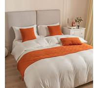 Bed Runner Scarf Bedspread Velvet Soft Hotel Bed End Towel Modern Luxury Bed Runners Scarves Bedding Cover Protection Single Double King Size Bedroom Hotel Decoration-Orange||45X45cm Pillowcase*1