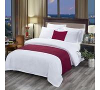 Bed Runner Scarf, Modern Simple Hotel Bed End Towel, Pure Color Bedding Cover Protector High-End Cotton Linen Bedspread Throw for Home Bedroom Decor, Beds Tail Towel-Red||Pillowcase*1 50X50cm