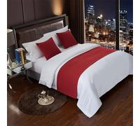 Bed Runner - Simple Modern Solid Color Cotton Linen Bed Scarf, High-End Bedding Protector Cover for Single, Queen, King Beds, Home Hotel Decoration Accent Beds Towel-Red||Pillowcase*1 50X50cm