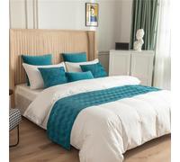 Bed Runner Soft No-Fading Solid Color Scarf Luxury Hotel Grade Draped Bedspread Throw, Elegant Bedding Protector Beds End Towel for Home, Guesthouse & Wedding-Blue||30X50cm Pillowcase*1