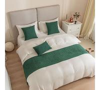 DSAoTeng Bed Runners and Matching Cushion Cover, Reversible Jacquard Bed Runners Scarves Home Decoration Hotel Bedding Bed Towel Bedroom Bedspread Protection (Dark Green,45x180cm(1*Bed Runners))