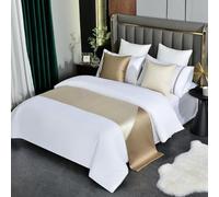 Bed Runners King Size Color Blocking Polyester Bed Scarf Fashion Bed Decorative Wedding Bedspreads Throw Bed Protection Towel for Hotel Bedroom Gold 50 * 210cm for 1.5m Bed