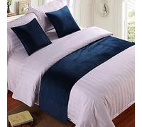 Bed Runners Single Soft Velvet Decor Bedding Cover Blue Luxury Bedspread Bed Runners for Foot of Bed Bed Scarf Bed End Towel for Hotel Bedroom Wedding Room, 180x50cm