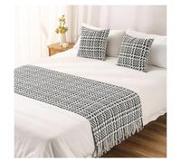 Bed Scarf， Bed Runner, Solid Color Knit Decor Bedding Cover Bedspread End Scarf Towel Protection(Black,30x50cm Pillowcase)