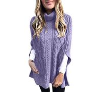 Bed Shawls for Elderly Women Womens Turtleneck Sweaters Cable Knit Long Sleeve Lounge Pullover Soft Jumper Baggy Casual Work Office Business Travel Cape Shawl