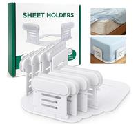 Bed Sheet Holders for Corners, Upgrade Bed Sheet Grippers Locks, 4 pieces Sheet Locks for Fitted Sheets, Heavy Duty Clips, Stays in Place All Night, Easy Install, Universal Fit for Home, Dorm & Hotel