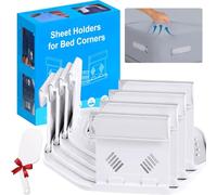 Bed Sheet Holders for Corners, Upgrade Bed Sheet Grippers Locks, 4 pieces Sheet Locks for Fitted Sheets, Heavy Duty Clips, Stays in Place All Night, Easy Install, Universal Fit for Home, Dorm & Hotel