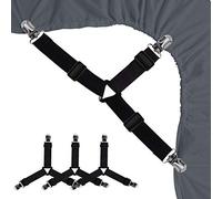 Bed Sheet Holders Straps Fasteners - 4 Pcs Triangle Fitted Bedsheet Stays Corner Fasteners Clip (black)