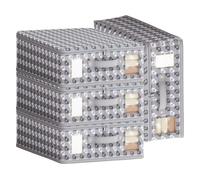 Bed Sheet Organizer, 4 Pack Foldable Bedding Organiser with Handle and Window, Foldaway Closet Storage Bins, Storage Container Box for King Queen Sheet Duvet Cover Set Blanket Clothes, Grey