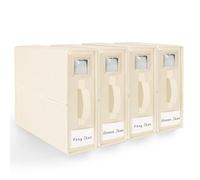 Bed Sheet Organizer, DELLAN Linen Closet Organizers and Storage, Foldable Cube Sheet Set Organizer (4 Pack Beige)