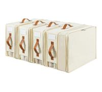 Bed Sheet Organizers and Storage, 4 Pack Linen Closet Organizers with Adjustable Zipper, Foldable Bedding Storage for Queen or King Size Bedsheets, Duvet Covers and Pillows