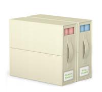 Bed Sheet Storage Organizer, 2 Pack Foldable Bedding Organizer with Zipper (Queen or King Size), SheetCube Linen Closet Organizer Boxes for Bed Sheets, Duvet Covers, Pillowcases, Blankets - Ivory