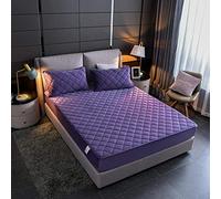 Bed sheet,Thick crystal velvet fitted sheets to keep warm bedspreads single double mattress cover men, women and -Purple_150cmx200cm+15cm(dpth)(1pcs)