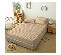 Bed Sheets,Mattress Cover,Waterproof Quilted Cotton Fitted Bed Sheet Solid Bed Mattress Protective Cover With Elastic Band Thicken Bed Linen Bedclothes 3-Piece Comforter Set Sheets(Color 4,W90 x L200