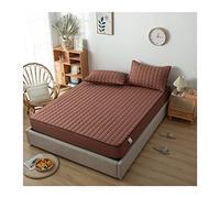 Bed Sheets,Mattress Cover,Waterproof Quilted Cotton Fitted Bed Sheet Solid Bed Mattress Protective Cover With Elastic Band Thicken Bed Linen Bedclothes 3-Piece Comforter Set Sheets(Color 1,W150 x L200