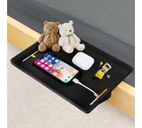 Bed Shelf Clip on Shelf Bedside Shelf for Bunk Bed & Top Bunk Clip-On Nightstand Tray Organizer with Cable Hole, Space Saving Bedside Storage for College Dorm Room, Premium Bedside Table (Black)