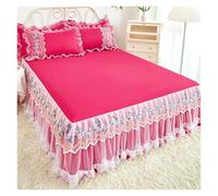 Bed Skirt 1 Piece Lace Bed Skirt + 2 Piece Pillowcases Bedding Bedspreads Sheet Pink Lace Bedding Set Bed For Girl Bed Cover(7,180x200cm 3pcs)
