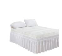 Bed Skirt 1PC Elastic Bed Ruffles BedSkirt Soft Comfortable Wrap Around Fade Resistant BedCover Without Surface Couvre Lit Protector(White,Full 137x193cmx38cm)