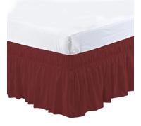 Bed Skirt 1PC Elastic Bed Ruffles Bedskirt Soft Comfortable Wrap Around Fade Resistant BedCover Without Surface Couvre Lit Protector(Wine red,King 203x198x40cm)