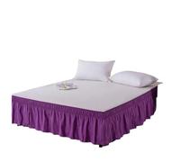 Bed Skirt 1PC Elastic Bed Ruffles BedSkirt Soft Comfortable Wrap Around Fade Resistant BedCover Without Surface Couvre Lit Protector(Purple,King 198x203cmx38cm)