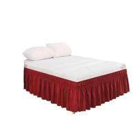 Bed Skirt 1PC Elastic Bed Ruffles BedSkirt Soft Comfortable Wrap Around Fade Resistant BedCover Without Surface Couvre Lit Protector(Burgundy,Twin 99x190cmx38cm)