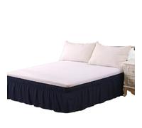Bed Skirt 1PC Elastic Bed Ruffles BedSkirt Soft Comfortable Wrap Around Fade Resistant BedCover Without Surface Couvre Lit Protector(Dark Blue,Twin 99x190cmx38cm)