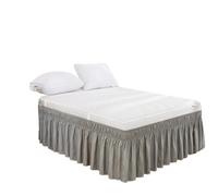 Bed Skirt 1PC Elastic Bed Ruffles BedSkirt Soft Comfortable Wrap Around Fade Resistant BedCover Without Surface Couvre Lit Protector(Light Grey,Queen 153x203cmx38cm)