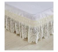 Bed Skirt 2 Colors White/Beige Solid Color 3 Sided Elastic Lace Wrapped 15 Inches Drop Bed Skirt Twin/Full/Queen/King/California King Size(Beige,King)
