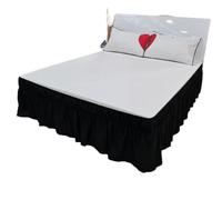 Bed Skirt Cotton Elastic Bed Ruffles Skirt Wrap Around Style Easy Fit use for 15 Inch Drop Dust Ruffle Skirts Corners Fade Resistant Solid Color(Black,150x200x40cm)