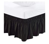 Bed Skirt Cotton Single Bed Skirt Elastic Ruffles Easy Fit use for Off Fade Resistant Solid Color Skirts Twin Queen King Size(Black,160x200x38cm)