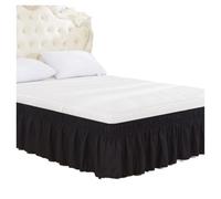 Bed Skirt Cotton Solid Color Elastic Bed Sheet Skirt Simple Single Ruffles(Black,King 198x203x38cm)