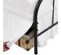 Bed Skirt Double, Valance Sheet Soft Soft Cosy White Ruffles Bed Skirts With Split Corners With Wrap Aound Elastic Skirting Easy To Install-15 Inch Drop(White,135x190x38cm)
