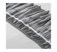 Bed Skirt Double,Valance Soft Bed Skirt Ruffles Bedroom Pure Color Retro Sweet Ins Fashion Home Elegant Without Surface Design Basic Soft Leisure(Grey,153 203cm)
