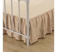 Bed Skirt Full Size, Ruffled Bed Skirt with Split Corners, 12 Inch Drop Bed Skirting with Platform, Striped Boho Tufted Full Bed Skirts, Striped, Light Camel, 12'' Full