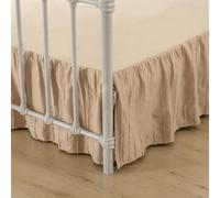 Bed Skirt Full Size, Ruffled Bed Skirts with Split Corners, 18 Inch Drop Striped Boho Full Size Dust Ruffle Bed Skirt with Platform, Light Camel, 18'' Full