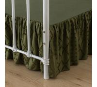 Bed Skirt King Size Ruffled Bed Skirt with Split Corners, 14 Inch Drop Dust Ruffle Bed Skirts with Platform, Boho Tufted Shabby Chic King Size Bed Skirts, Olive Green