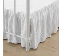 Bed Skirt King Size Ruffled Bed Skirt with Split Corners, 18 Inch Drop Dust Ruffle Bed Skirts with Platform, Boho Tufted Shabby Chic Full Size Bed Skirts, White