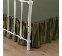Bed Skirt King Size Ruffled Bed Skirt with Split Corners, 18 Inch Drop Dust Ruffle Bed Skirts with Platform, Tufted Boho King Size Bed Skirting, Striped, Green, 18" King