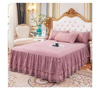 Bed Skirt Lace Bed Skirt Luxury Princess Girl Bedspread Queen King Size Spring Fitted Sheets Mattress Cover Retro Bedding with(Light Purple,180x200x45cm)